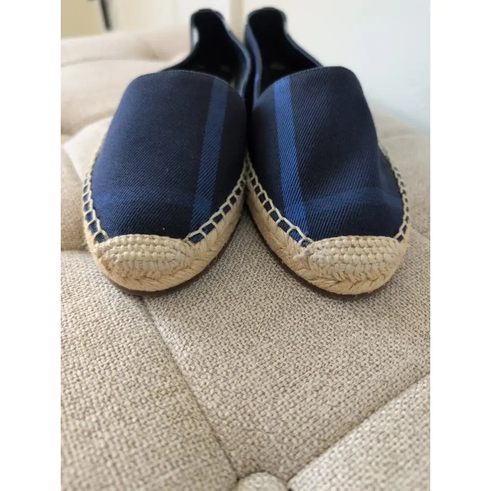 Burberry Hodgeson Canvas Check Espadrilles in Indigo size 38.5